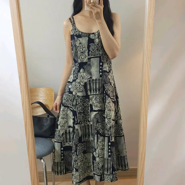 [BUNJANG] Women's Vintage Ethnic Sleeveless Long Dress / (F)일본빈티지 여성 나시 롱 원피스 에스닉 E3W4270
