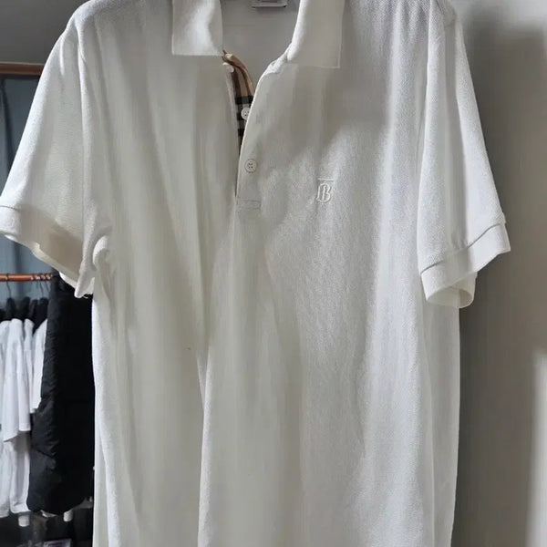 [BUNJANG] Burberry Short Sleeve Polo T-Shirt White M / 버버리 반팔 카라티 화이트