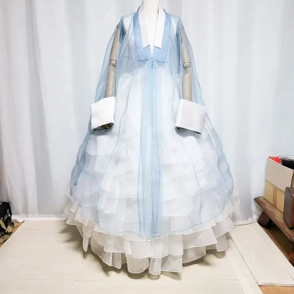 [BUNJANG] Women's Hanbok, Wide Fit, See-Through Jangot (Outer Robe) with Head Covering / 여성한복 광폭 시스루장옷 쓰개장옷