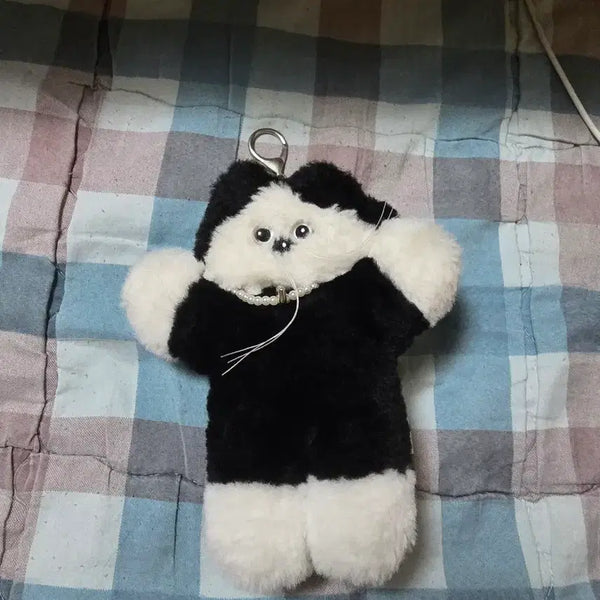 [BUNJANG] Relvo Brown Cat Spotted Keychain / 렐보브라운 고양이 블랙 점박이 키링