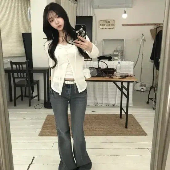 [BUNJANG] Kirev Button Cardigan Charcoal/White / 키레브 버튼 가디건 차콜,화이트 (새상품)