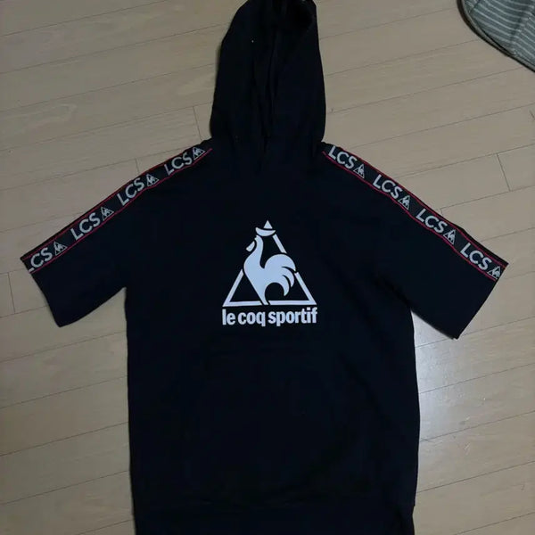 [BUNJANG] le coq sportif Short Sleeve Hoodie T-shirt Black / 르꼬끄 반팔 후드 티셔츠