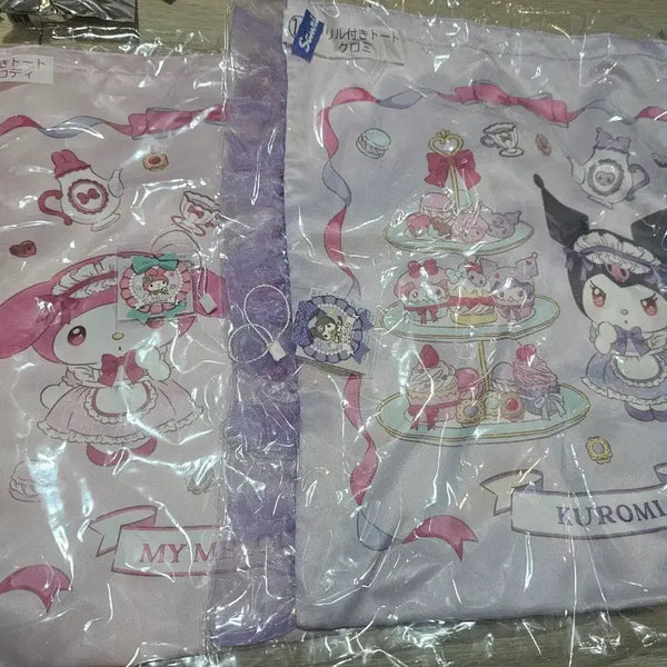 [BUNJANG] Sanrio My Melody Kuromi KuJi Frill Tote Bag Set (2 Types) / 산리오 마이멜로디 쿠로미 쿠지 프릴 토트백 2종 일괄