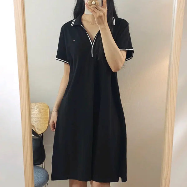 [BUNJANG] Tommy Hilfiger Women's Short Sleeve Polo Dress Black (L) / (L)타미힐피거 여성 반팔 카라 원피스 블랙 W4259
