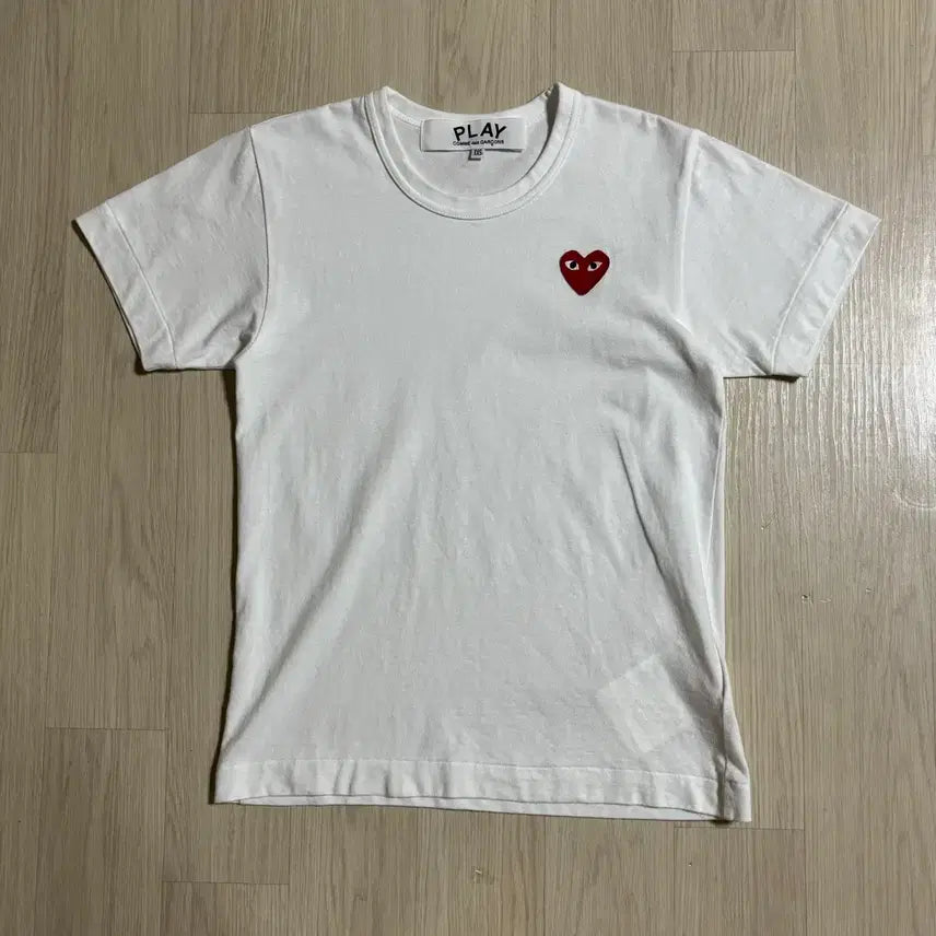[BUNJANG] Comme des Garçons PLAY White Heart Logo Cotton T-Shirt / 꼼데가르송 PLAY 화이트 하트 로고 여성 반팔 티셔츠