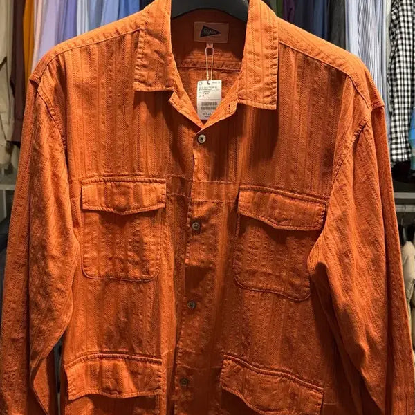 [BUNJANG] Pilgrim x Beams 26ss Leno Weave Shirt Orange XL / 빔즈 필그림 26ss 레노위브셔츠 오렌지 XL
