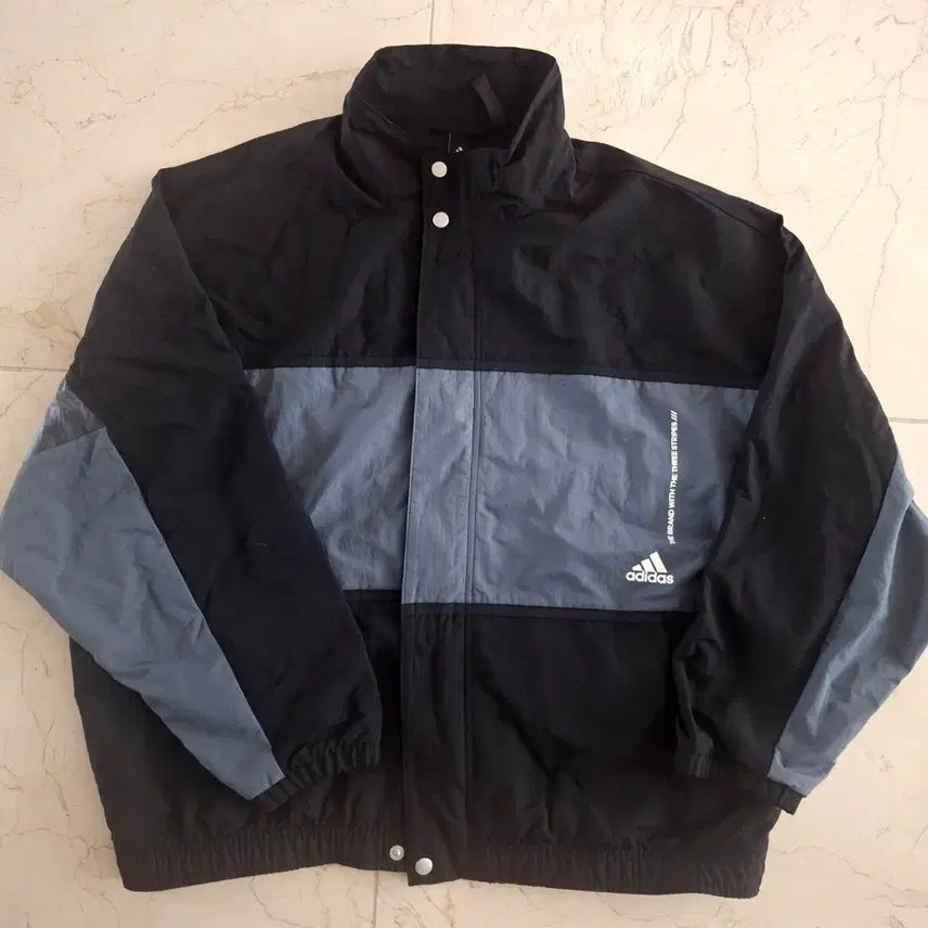 [BUNJANG] Adidas Windbreaker Jacket Black/Gray / 아디다스 바람막이 점퍼 블랙/그레이