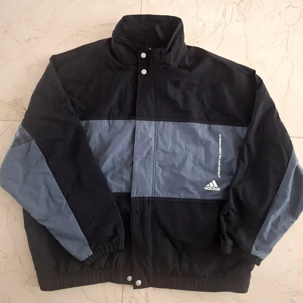 [BUNJANG] Adidas Windbreaker Jacket Black/Gray / 아디다스 바람막이 점퍼 블랙/그레이