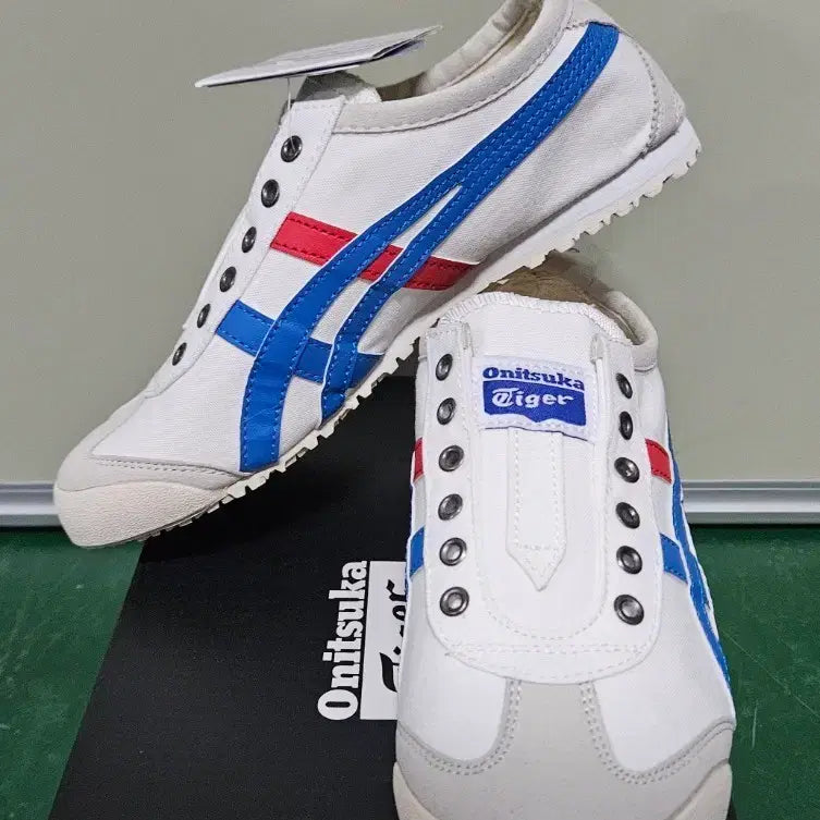 [BUNJANG] Onitsuka Tiger Mexico 66 Slip-On White/Tricolor / 오니츠카타이거 멕시코66 슬립온 화이트/트라이컬러