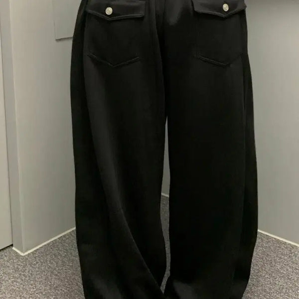 [BUNJANG] DAISYTUEL MooMoo Side Slit Hip Pocket Big Wide Training Pants Black XL / 데이지투엘 무무 사이드 절개 힙 포켓 빅 와이드 트레이닝 팬츠