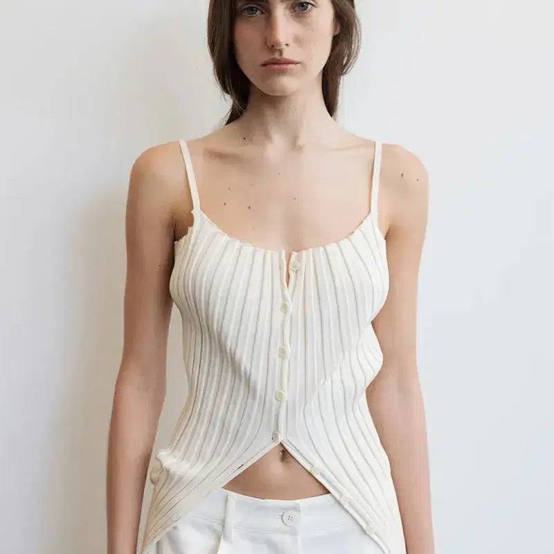 [BUNJANG] LE917 Millie Knit Sleeveless Top - Ivory / 르917 MILLIE KNIT SLEEVELESS TOP IVORY