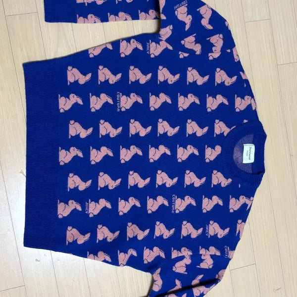 [BUNJANG] Juicy Couture Rabbit Pattern Blue Knit / 쥬씨꾸뛰르 토끼 패턴 블루 니트