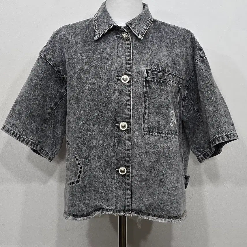 [BUNJANG] TIME by TIMELESS Eyelet Denim Crop Jacket / [95~100] 여성 한섬 타임 아일렛 데님 크롭 자켓