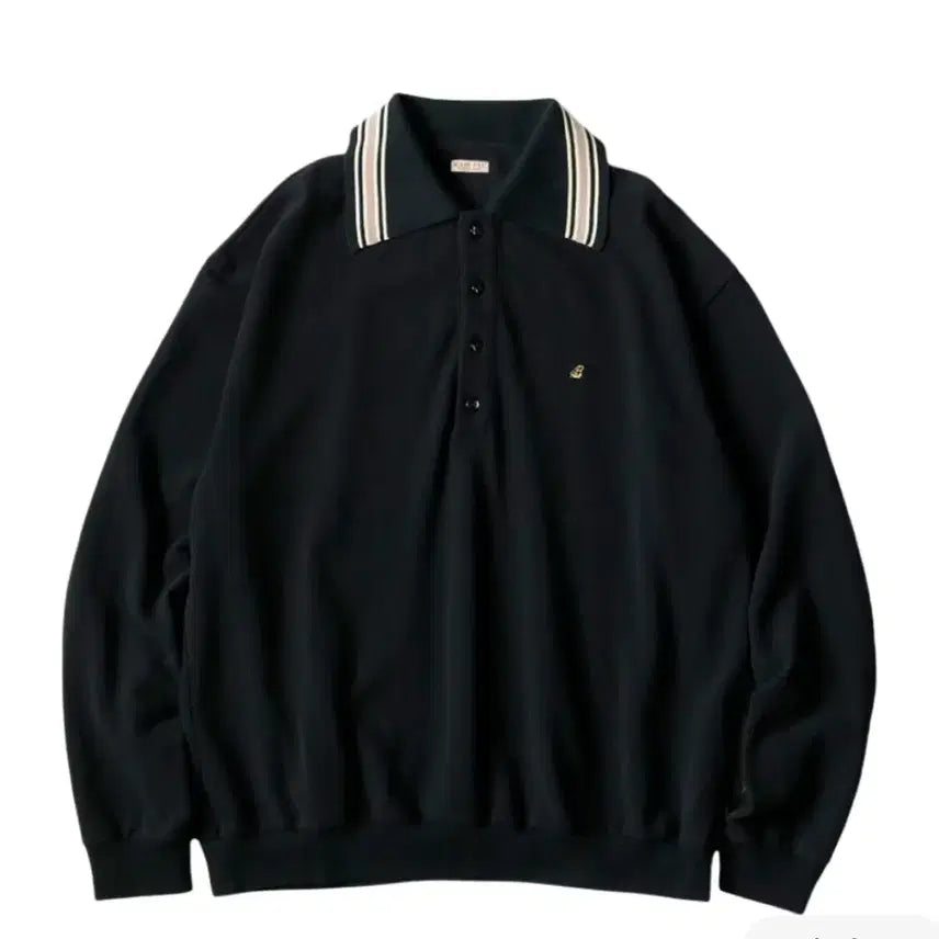 [BUNJANG] Kapital Rangle Color Retro Polo Black Size 3 / 캐피탈 피케 랑글 컬러 레트로 폴로 블랙 3사이즈
