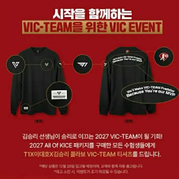 [BUNJANG] T1X Lee Dae-ho Kim Seung-ri Collaboration VIC-TEAM T-Shirt (Sealed) / [미개봉]T1X이대호X김승리 콜라보 VIC-TEAM 티셔츠 김승리 티셔츠