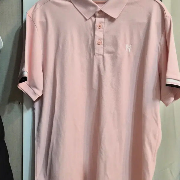 [BUNJANG] Hazzys Men's Pink Short Sleeve Polo Shirt - Size 105 / 헤지스 골프 남성 반팔 카라티 105사이즈