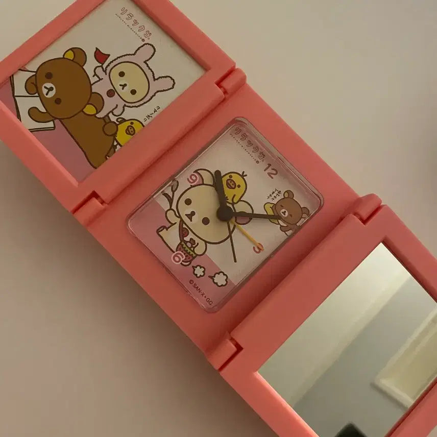 [BUNJANG] Rilakkuma Classic Folding Tabletop Mirror Clock / 리락쿠마 고전 접이식 탁상 거울 시계
