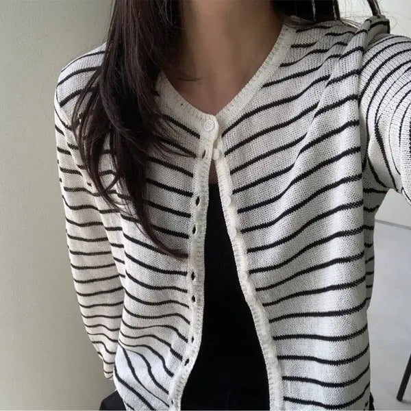 [BUNJANG] Veryou Paper Hanji Stripe Cardigan / 베리유 페이퍼 한지 스트라이프 가디건