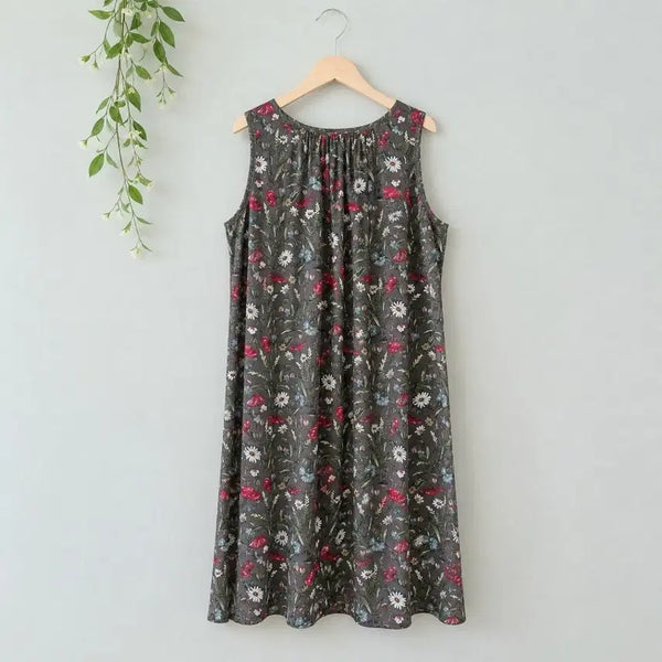 [BUNJANG] Rayon Floral Sleeveless Midi Dress / 인견 꽃무늬 민소매 원피스