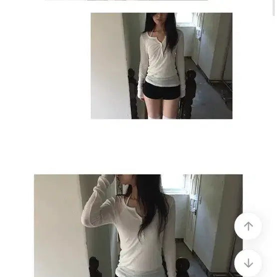 [BUNJANG] White Button Long Sleeve Top / 화이트 버튼 롱 슬리브 rihae