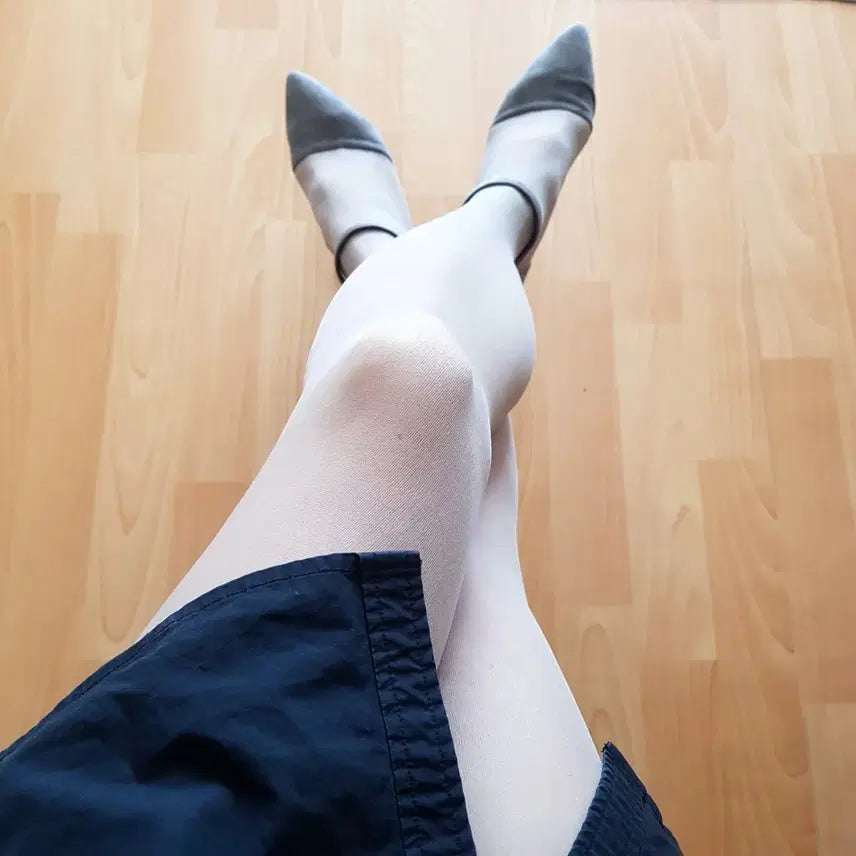 [BUNJANG] Suede Strap High Heels with Grey Pantyhose Set / 스트랩하이힐 + 스타킹