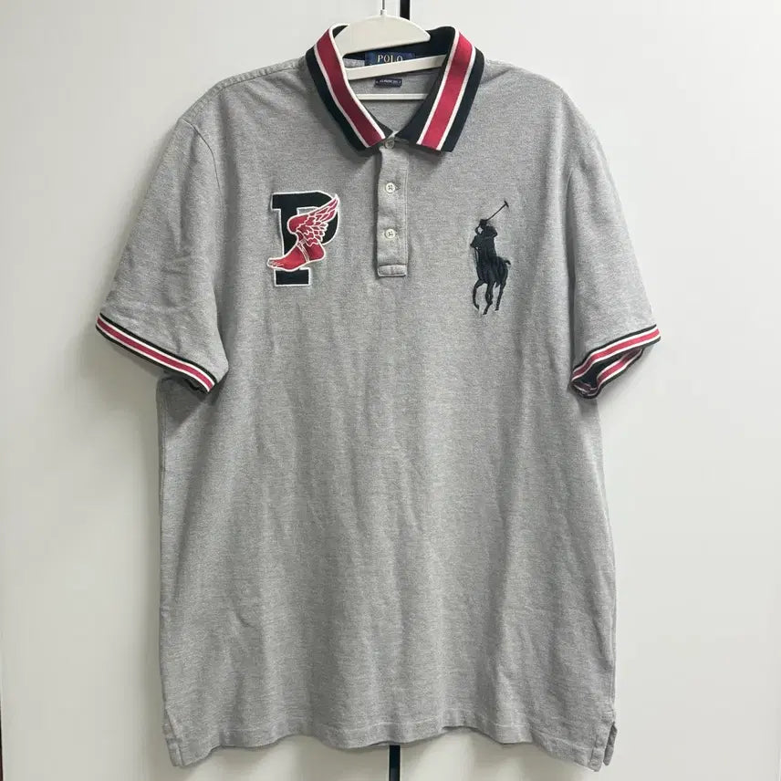 [BUNJANG] Polo Ralph Lauren P-Wing Logo Big Pony Grey Polo Shirt L / 폴로 랄프로렌 P윙 로고 빅포니 대장급 그레이 카라티 L/G