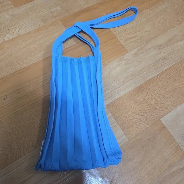 [BUNJANG] Pleatsmama Knit Shoulder Bag / 플리츠마마 니트빽 니트가방 시장가방 주름 니트 숄더백 블루가방 에코백