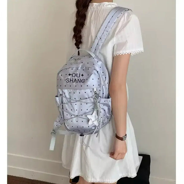 [BUNJANG] Dot Pattern Backpack - Daily Casual, Vintage Y2K Style / 도트 패턴 백팩 / 데일리 캐주얼 러블리 빈티지 y2k 유니크