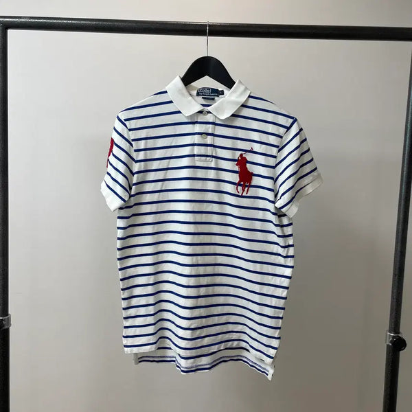 [BUNJANG] Polo Ralph Lauren Custom Fit Big Pony Stripe Short Sleeve Polo Shirt / (커스텀핏 L) 폴로 랄프로렌 빅포니 스트라이프 반팔 카라티