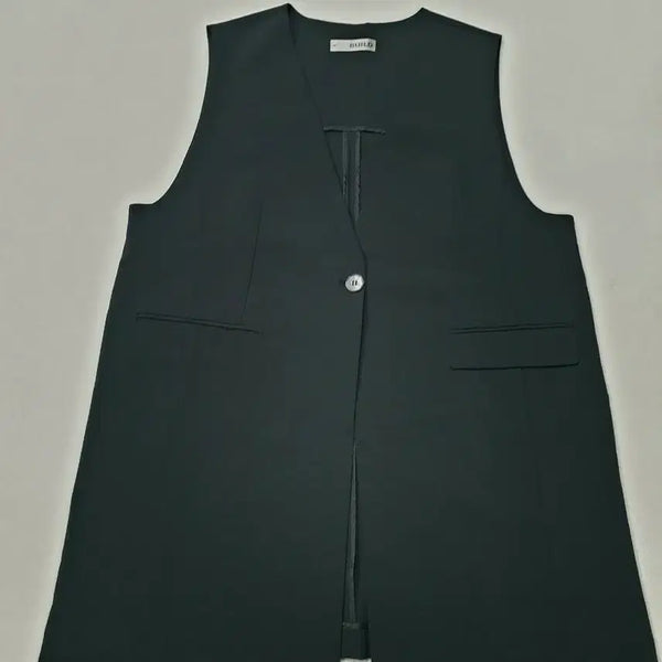 [BUNJANG] BUILD Sleeveless Long Jacket Plus Size 110 / BUILD 블랙 민소매 롱 자켓 빅사이즈 여성110