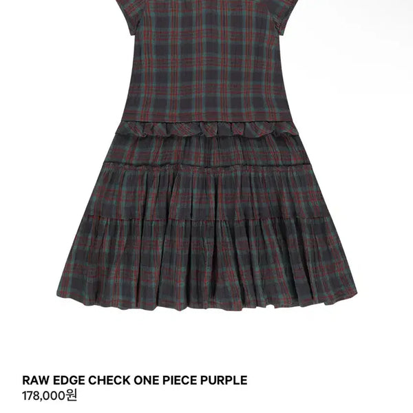 [BUNJANG] KOSEIO Raw Edge Check One-Piece Dress Purple / 코이세이오 로우 엣지 체크 원피스 퍼플