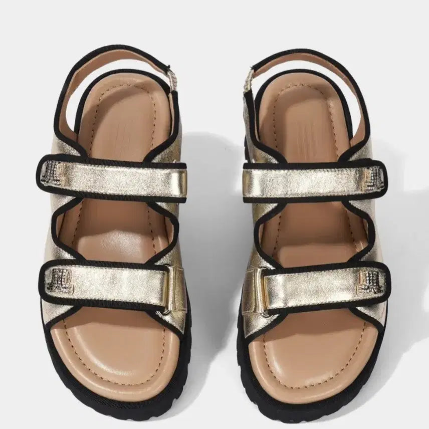 [BUNJANG] Lanvin Leather Velcro Strap Platform Sandals Gold / 랑방  레더 벨크로 스트랩 플랫폼 샌들
