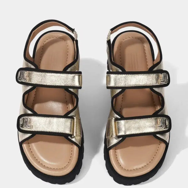[BUNJANG] Lanvin Leather Velcro Strap Platform Sandals Gold / 랑방  레더 벨크로 스트랩 플랫폼 샌들