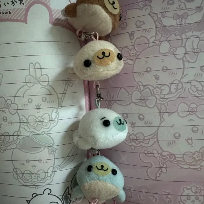 [BUNJANG] Mamemago Hanging Doll Keychain Set / 가격내림 마메고마 줄줄이 연결 인형 키링 세트