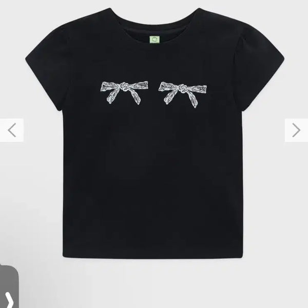 [BUNJANG] Sinoon Ribbon T-Shirts BK (Black) / 시눈) Ribbon T-Shirts BK F