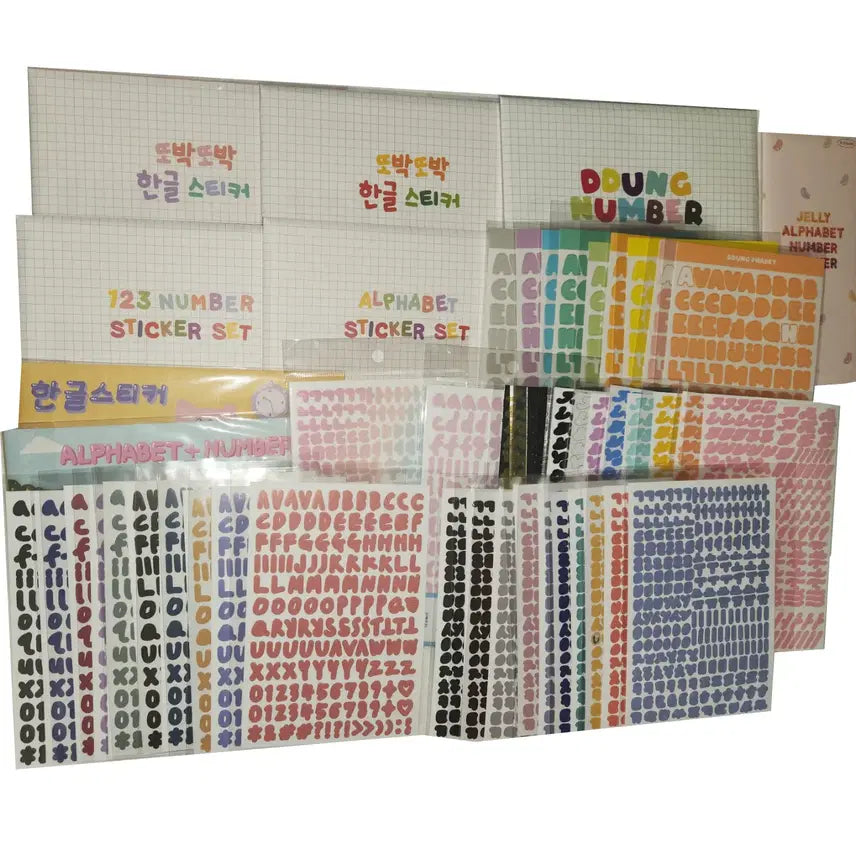 [BUNJANG] Korean Alphabet Number Stickers Bundle (136 pcs) / 한글 알파벳 숫자 스티커 136장 씰스 씰스티커 스티커 다꾸 폴꾸