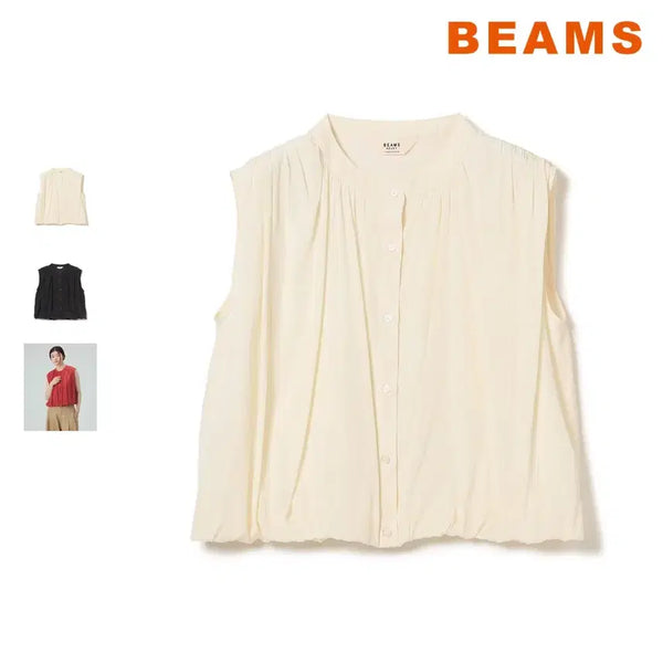 [BUNJANG] BEAMS HEART Balloon Hem Shirt / 빔즈 하트 밴딩 셔츠 26SS