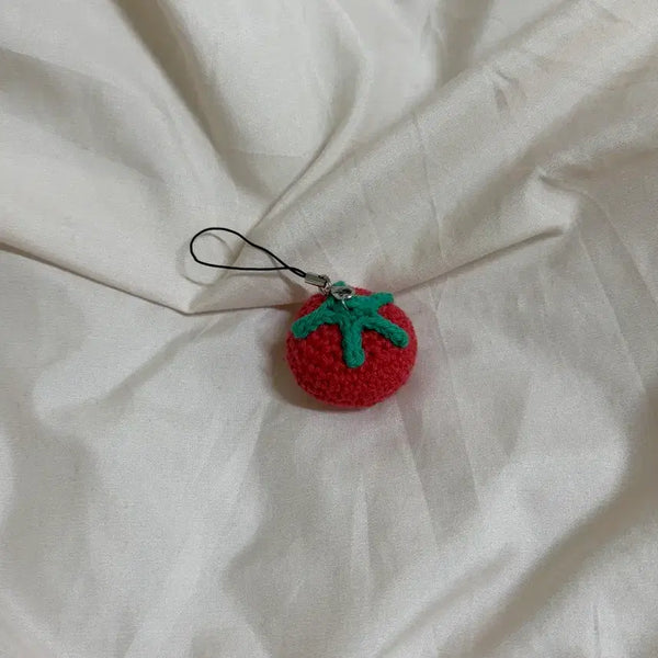 [BUNJANG] Handmade Knitted Tomato Keychain / 핸드메이드 뜨개 토마토 키링