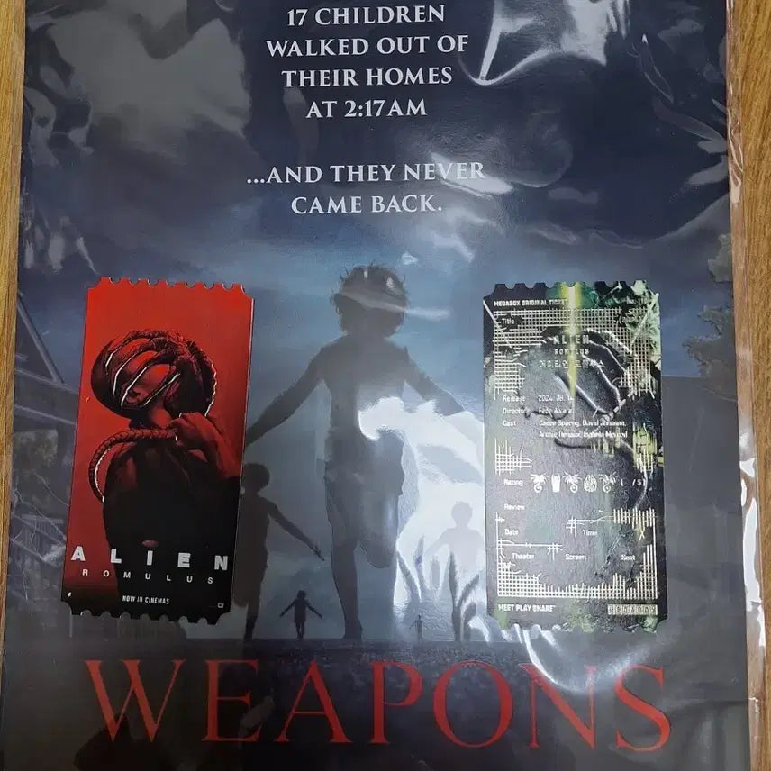 [BUNJANG] Alien: Romulus Weapons Poster & Original Ticket Set / 영화 특전 웨폰스 포스터 1장, 에이리언 에일리언 로물루스 오리지널 티켓