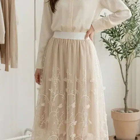 [BUNJANG] Gold Thread Midi Skirt / 새상품 금사 아름다운 스커트