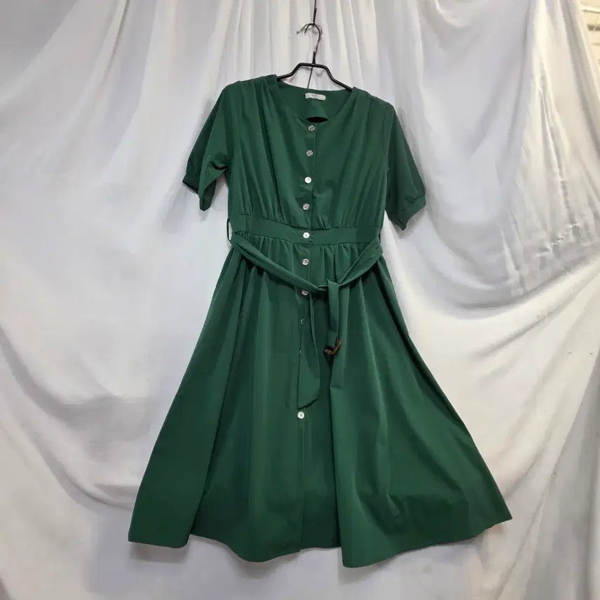 [BUNJANG] DESTIJL Green Belted Long Dress / DESTIJL여성초록색 허리 벨트 원피스F