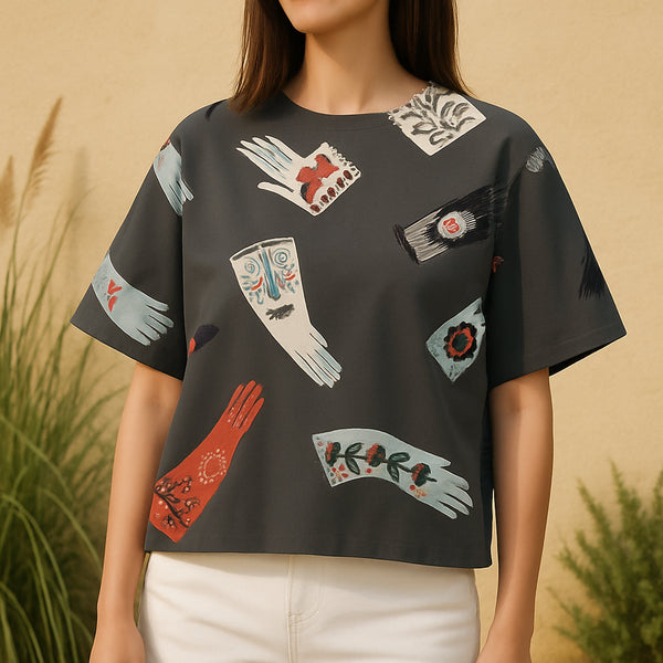 [BUNJANG] BIMBA Y LOLA Artistic Graphic Print Blouse Top / 빔바이롤라 아티스틱 그래픽 프린트 블라우스 탑 55