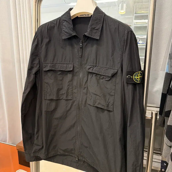 [BUNJANG] Stone Island Nylon Two-Pocket Zip-Up Overshirt Jacket Black M / [정품]스톤아일랜드 나일론 투포켓 집업 오버셔츠 자켓 블랙 M