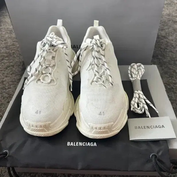 [BUNJANG] Balenciaga Triple S Sneakers White Mesh Size 41 / [민트급]발렌시아가 트리플S 스니커즈 화이트 41 메쉬