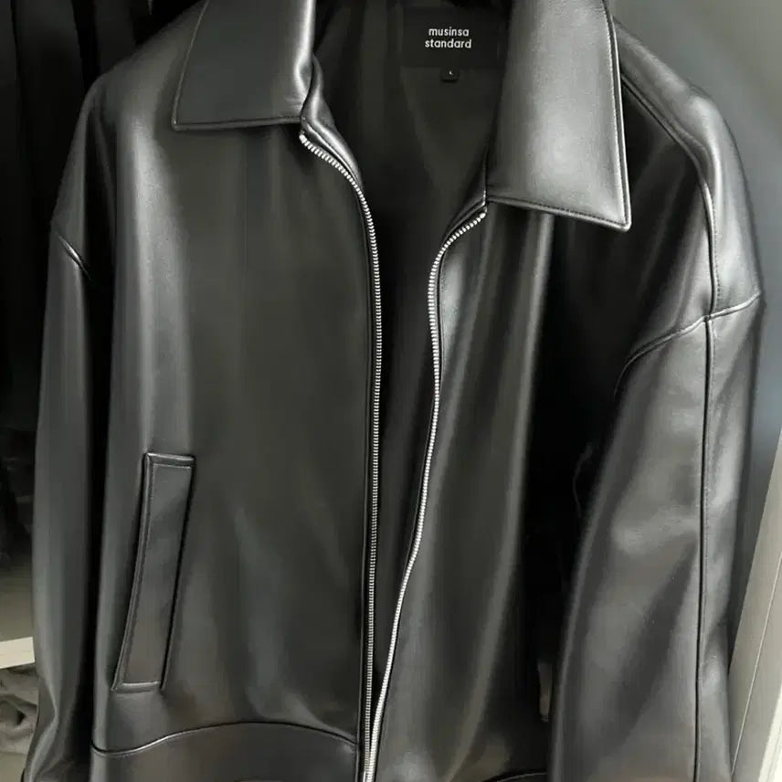 [BUNJANG] Musinsa Standard Leather Jacket Black L / 무신사 스탠다드 레더 자켓 블랙 L