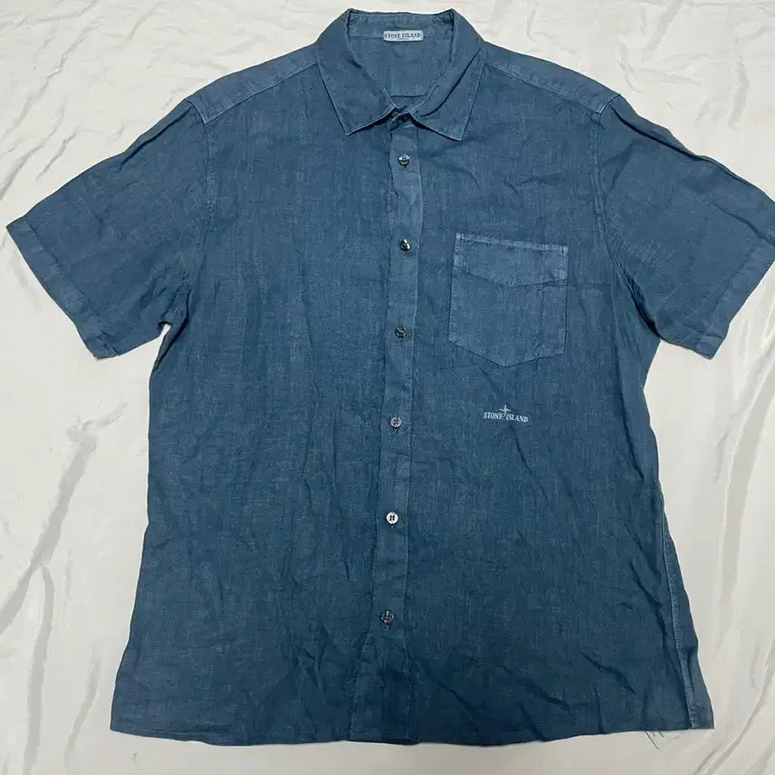 [BUNJANG] Stone Island Linen Short Sleeve Shirt / 스톤아일랜드 린넨 반팔 셔츠