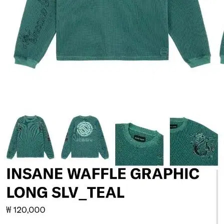 [BUNJANG] Insane Garage Waffle Graphic Long Sleeve T-Shirt Teal / [2] 인세인개러지 와플 그래픽 롱 슬리브 티셔츠 틸