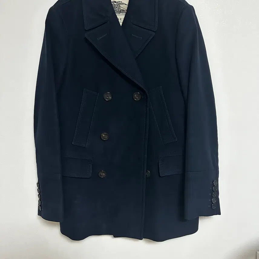 [BUNJANG] Burberry London Heavy Velvet Double Pea Coat Navy 48 / 버버리 런던 헤비 벨벳 더블 피코트 네이비 48