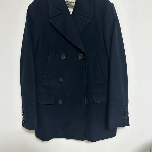 [BUNJANG] Burberry London Heavy Velvet Double Pea Coat Navy 48 / 버버리 런던 헤비 벨벳 더블 피코트 네이비 48