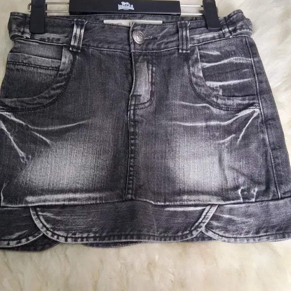 [BUNJANG] Black Washed Denim Mini Skirt (Size 26) / 새상품 데님 26 스커트 블랙 워싱